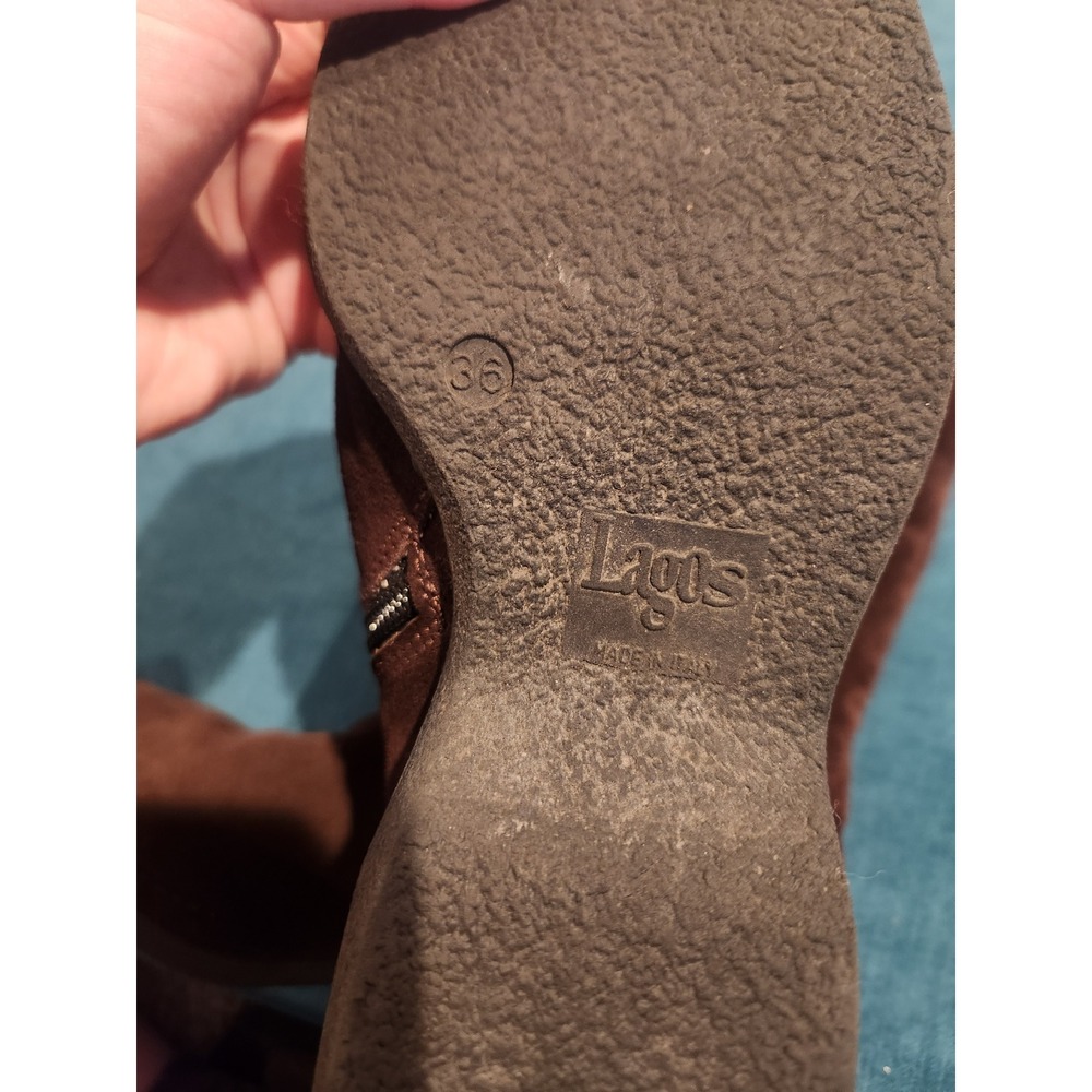 Lagos Women's Brown Suede Knee High Boots Shearling Lined Size 36 Made in Italy - Picture 4 of 5